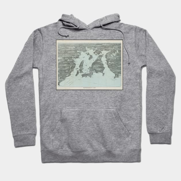 Vintage Pictorial Map of The Narragansett Bay (1907) Hoodie by Bravuramedia